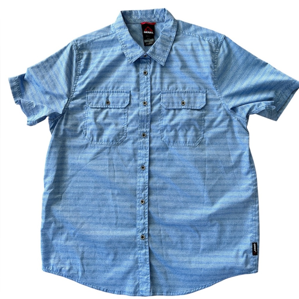 Gerry Men’s Blue Plaid Lightweight Short Sleeve Button Up Shirt Size Large NWOT